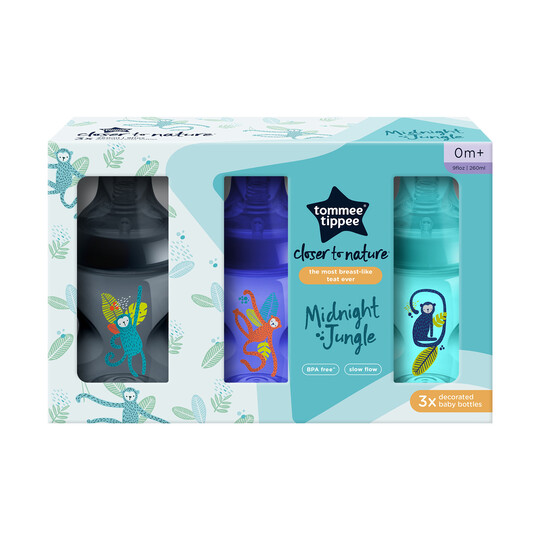Tommee Tippee Closer to Nature Baby Bottles Blue - Pack of 3 (260 ml) image number 4